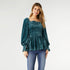 Lulu Pleated Velour Top - Blue Surf