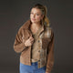 Roark Corduroy Button Front Jacket - Latte Plaid