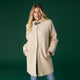 Joella Brushed Knit Coat with Broach - Oatmeal