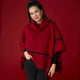 Sheldon Cowl Neck Poncho - Red