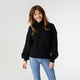 Maren Cable Knit Turtleneck Sweater - Black