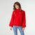 Maren Cable Knit Turtleneck Sweater - Red