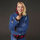 OMG Hooded Denim Jacket with Plaid Trim - Medium Denim