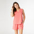 Weekend Brushed Button Back Tank  - Coral