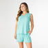 Weekend Brushed Button Back Tank  - Turquoise