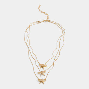 Alyssa Bow Layered Necklace - Gold