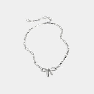 Alyssa Bow Chainlink Necklace - Silver