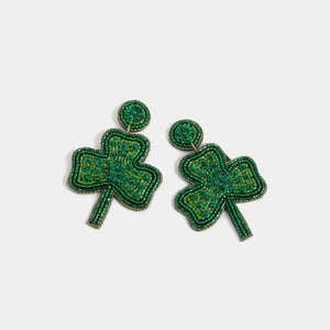 Beaded Clover Earring - Green