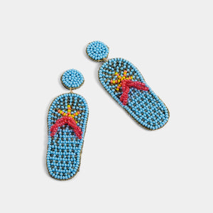 Beaded Flip Flop Earring - Turquoise