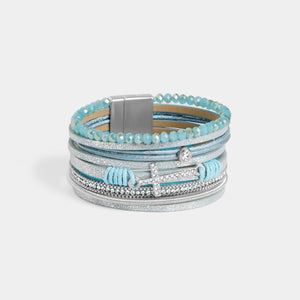 Facet and Shine Cross Magnetic Bracelet - Aqua