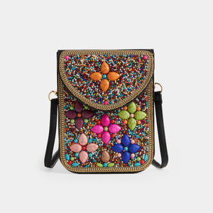 Artisan Beaded Crossbody - Vibrant Flowers