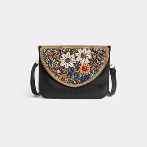 Artisan Beaded Split Pocket Crossbody - Flower