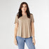 Erin Pleat Back Tee - Taupe