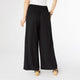 Lillian Flowy Textured Pants with Cinched Waist - Black