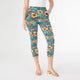 Printed Jasmine Capri Zip Pocket Leggings - Teal/Mustard Floral