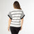 Claudia Knit Striped Top with Scalloped Sleeve - White/Black