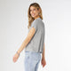 Fernanda Cap Sleeve Knit Top with Pocket - Mid Heather Grey