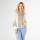 Byrony Tape Yarn Top with Natural Stripes - Cream