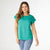 Camellia Cap Sleeve Top with Layered Bottom - Turquoise