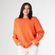 Relaxed Ciana Pullover Sweater with Lattice Back - Tangerine