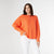 Relaxed Ciana Pullover Sweater with Lattice Back - Tangerine