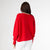 Relaxed Ciana Pullover Sweater with Lattice Back - Tango Red