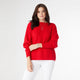 Relaxed Ciana Pullover Sweater with Lattice Back - Tango Red