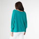 Relaxed Ciana Pullover Sweater with Lattice Back - Turquoise