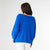 Relaxed Ciana Pullover Sweater with Lattice Back - Royal Blue