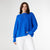 Relaxed Ciana Pullover Sweater with Lattice Back - Royal Blue