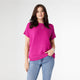 Carrigan Relaxed Short Sleeve Ribbed Top - Raspberry