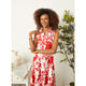 Francesca Floral Print Dress - Red/Cream