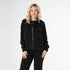 Hilarie Duo Zip Sweatshirt with Front Pockets - Black