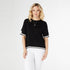 Seine Knit Border Trim Top - Black