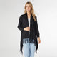 AirWeave Open Cardigan with Fringe - Black