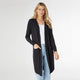 AirWeave Long Hooded Cardigan with Lattice Back - Black