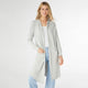 AirWeave Long Hooded Cardigan with Lattice Back - Silver