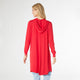 AirWeave Long Hooded Cardigan with Lattice Back - Red