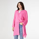 Edwina Long Sleeve Button Down Cardigan - Bright Rose