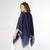 Amaryllis Poncho with Embroidery Trim - Navy