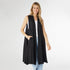 AirWeave Long Vest with Front Pockets - Black