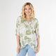 Mayumi Printed Gauze V-Neck Tunic - White/Mint Green