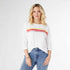 Adley Jersey Knit Top with Stripes - White