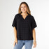 Stevie V-Neck Swiss Dot Top - Black