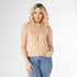 Marlie High Neck Fitted Knit Top - Apricot Beige