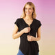 Frankie Cap Sleeve Top with Zipper - Black