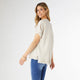 River Flowy Short Sleeve Top with Fringe - Sand