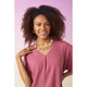 River Flowy Short Sleeve Top with Fringe - Rose Wine