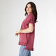 River Flowy Short Sleeve Top with Fringe - Rose Wine