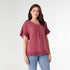 River Flowy Short Sleeve Top with Fringe - Rose Wine